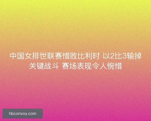 中国女排世联赛惜败比利时 以2比3输掉关键战斗 赛场表现令人惋惜