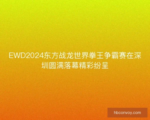 EWD2024东方战龙世界拳王争霸赛在深圳圆满落幕精彩纷呈