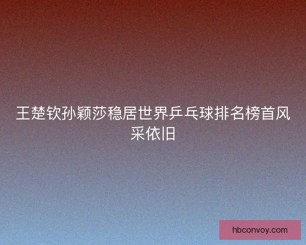 王楚钦孙颖莎稳居世界乒乓球排名榜首风采依旧